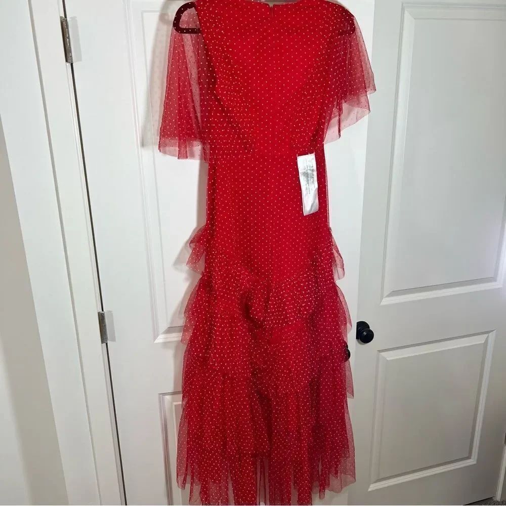 NWT BCBGMAXAZRIA Tiered Polka Dot Gown | Size 0 - Picture 9 of 13